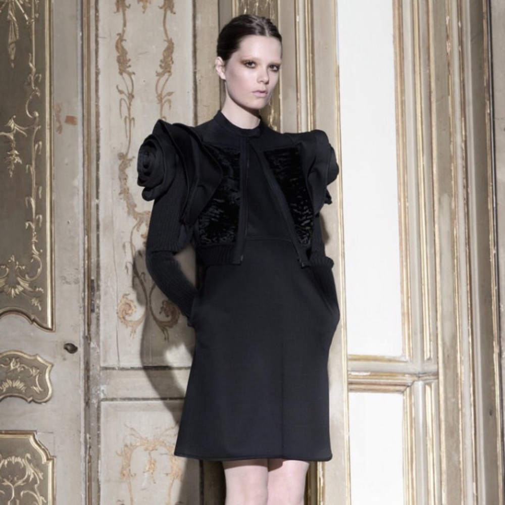Valentino Black Ruffled Puffer Vest